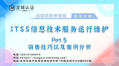 龍域認證ITSS信息技術服務運行維護 銷售技巧與案例分析